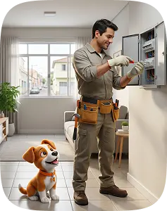Houser pro doing electrical work in an apartment