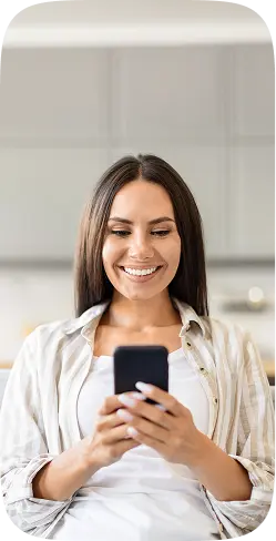 Happy client using the Houser app on the couch