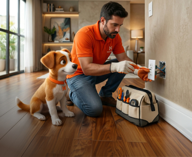 Houser Plus pro doing maintenance work in an apartment